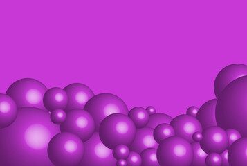 Abstract 3d ball shapes in purple background vector illustration