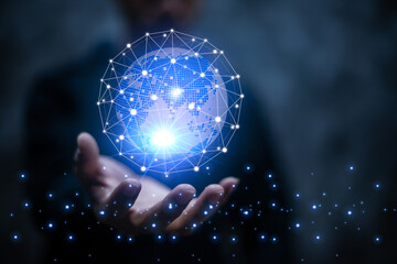 Technology connecting the world on human hand