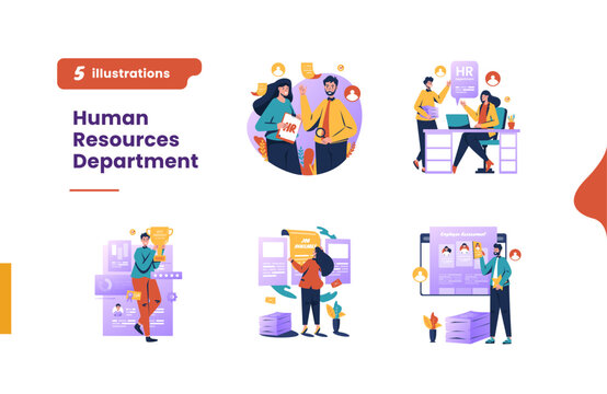 Human resources department flat design bundle pack