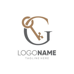 Initial Letter G Key Logo Design Vector Icon Graphic Emblem Illustration