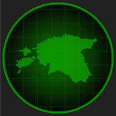 Vector map Estonia on the radar screen