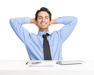A happy handsome smiling businessman enjoying his free time isolated on a png background.