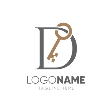 Initial Letter D Key Logo Design Vector Icon Graphic Emblem Illustration