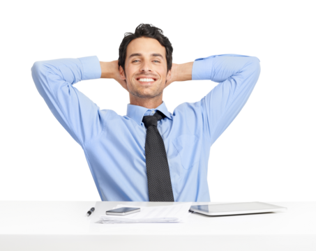 A happy handsome smiling businessman enjoying his free time isolated on a png background.