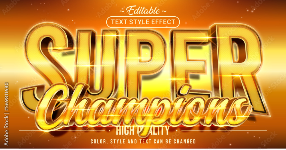 Poster editable text style effect - super champions text style theme.