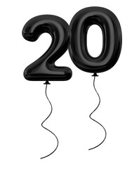 20 Balloon Black Number 