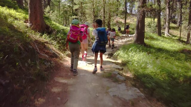 A group of children during a camp in the mountains