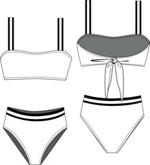 women set of bikini drawing