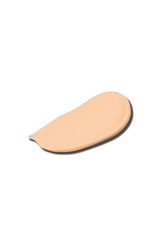 Cosmetic foundation swatch, smear of liquid concealer for makeup isolated on white background. bb cream smudge, beige and brown cosmetic strokes