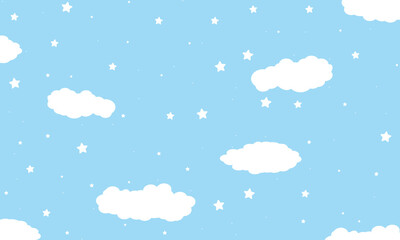 night sky with stars and moon. paper art style. Dreamy background with moon stars and clouds, abstract fantasy background. Half moon, stars and clouds on the dark night sky background.