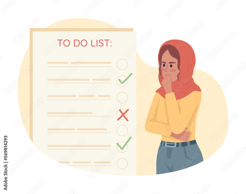 Poster creating checklist flat concept vector illustration. editable 2d cartoon character on white for web 
