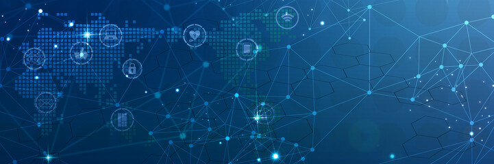 星空風のビジネスネットワーク網とＩＴサイエンスイメージ