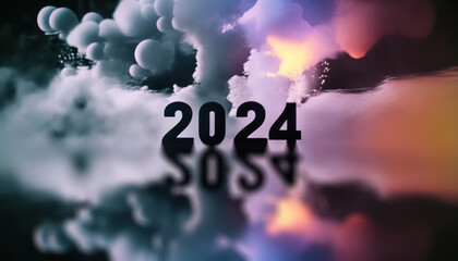 Happy new year 2024, with abstract background, generative ai