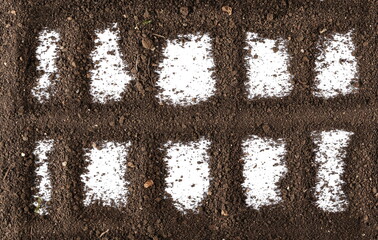  Pile of soil, furrow isolated on white background, top view
