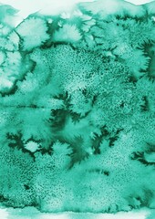 Watercolor painting, abstract in Farbe Grün. Salzwasser Technik. Abstrakte Wellen Muster. Muster Design.