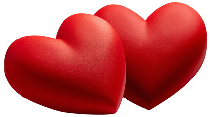 two red hearts isolated on white