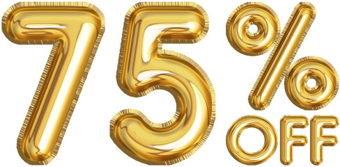 Golden balloon 75 Percent off Discount label