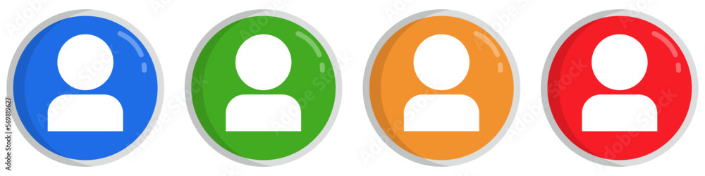 Aufkleber flat design round user icon set. vector.