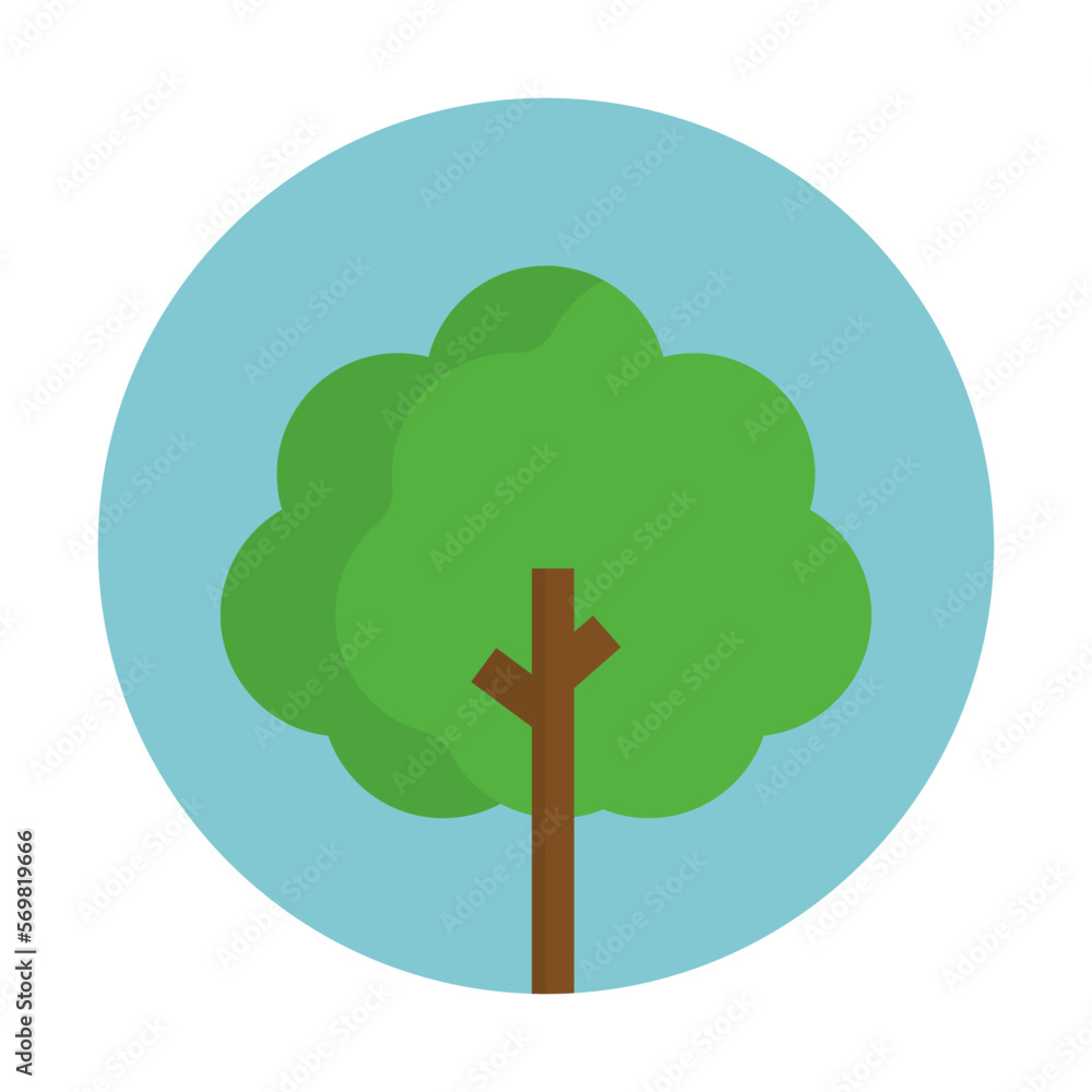 Poster flat design round tree icon. vector.