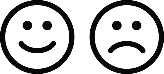 Happy and sad faces icons , line art vector icon for apps and websites . Smile and sad icons
