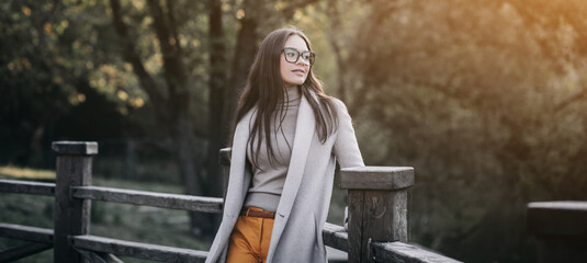  beautiful lady in autumn park