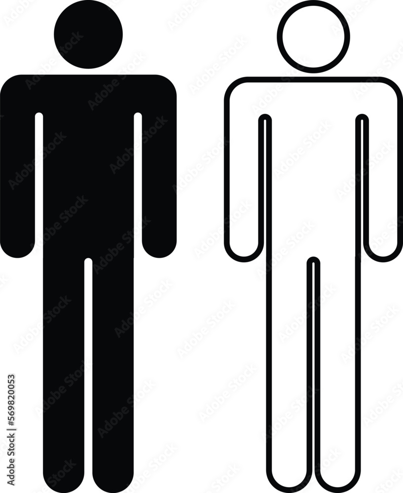 Poster man icon vector set in two styles isolated on white background