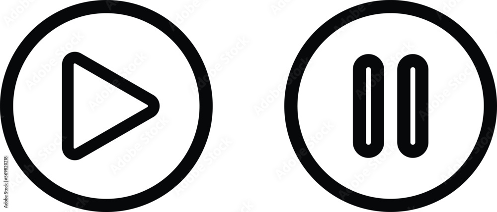 Poster play pause button icon vector illustration . play and pause icon in trendy style design.