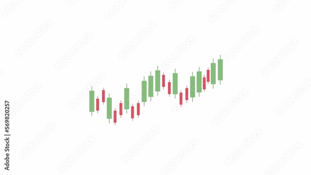 Poster animated candlestick charts. day trading stock. data visualization. flat cartoon style element 4k vi