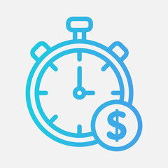 Time is money icon in gradient style, use for website mobile app presentation
