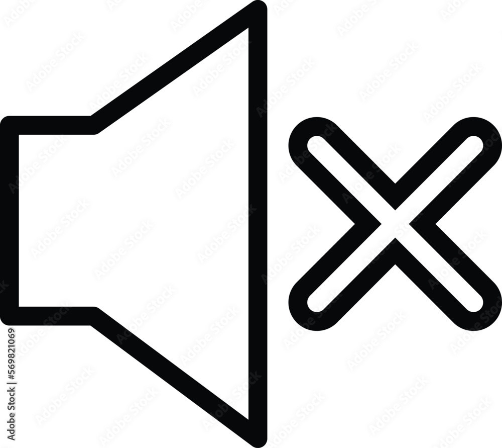 Aufkleber mute volume icon vector on white background in line style . speaker line mute icon