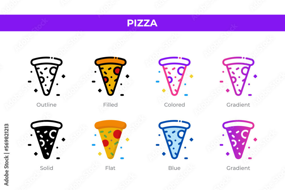 Aufkleber pizza icons in different style. pizza icons set. holiday symbol. different style icons set. vector i
