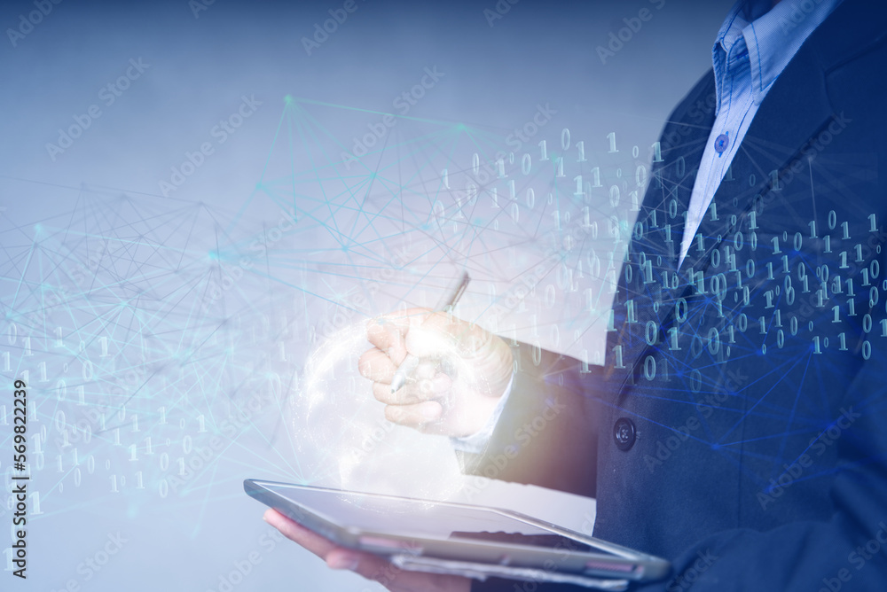 Aufkleber blockchain technology and blockchain network business banner ideas global cryptocurrency blockchain 