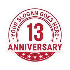 13 years anniversary logo design template. Vector illustration.