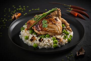 Heartwarming Chicken and Rice Meal on a Table