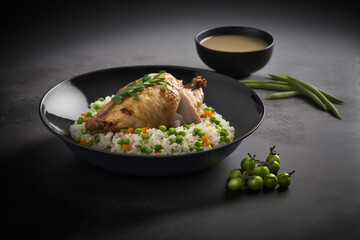 Heartwarming Chicken and Rice Meal on a Table