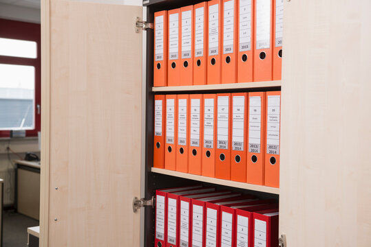 Files in filing cabinet, Munich, Bavaria, Germany
