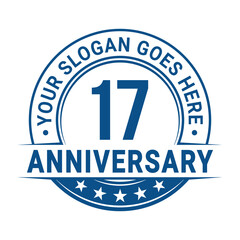 Fototapeta premium 17 years anniversary logo design template. Vector illustration.