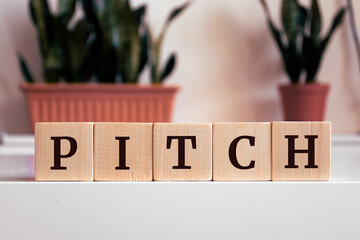 The word 'Pitch' written on wood cube. High quality photo