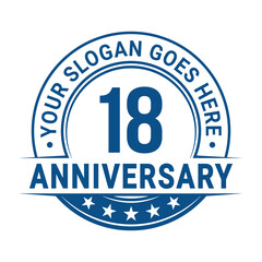 18 years anniversary logo design template. Vector illustration.