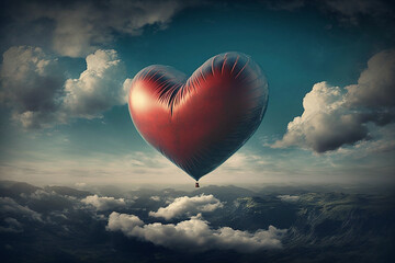 Fototapeta premium heart shaped balloon in the sky. Generative AI
