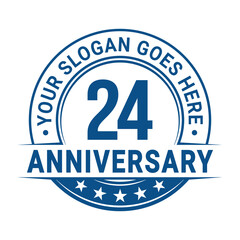 24 years anniversary logo design template. Vector illustration.