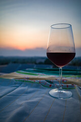 Wine glass at sunset