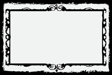 square frame with Grunge black ink ornament around the edges, white background in vector EPS format.