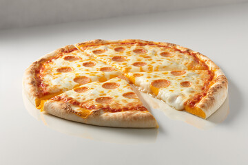 Crispy and Cheesy Pizza on a Wooden Board