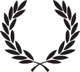 Laurel wreath icon. Emblem made of laurel branches. Laurel leaves symbol of high quality olive plants. Sign isolated on white background. Vector illustration