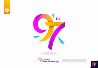 Number 97 logo icon design, 97th birthday logo number, 97th anniversary. © Artsetya