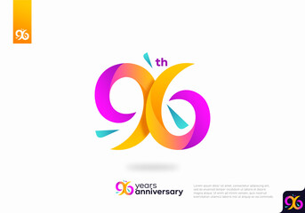 Number 96 logo icon design, 96th birthday logo number, 96th anniversary.