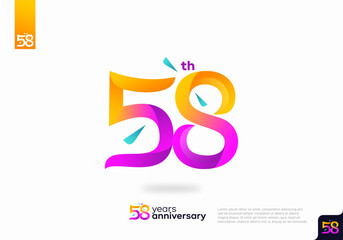 Obraz premium Number 58 logo icon design, 58th birthday logo number, 58th anniversary.