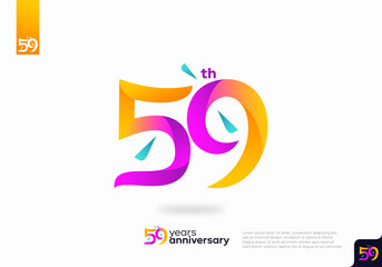 Number 59 logo icon design, 59th birthday logo number, 59th anniversary.
