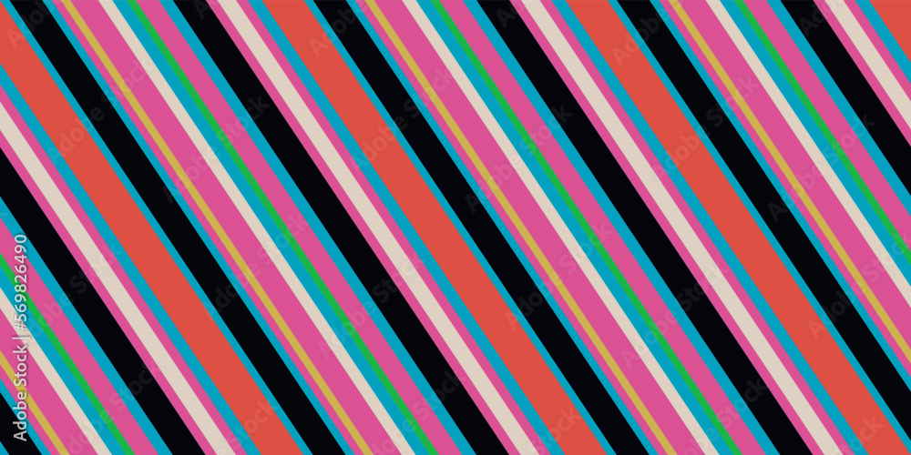 Poster Pink and black diagonal stripes. Vector print seamless, for design and pattern making.